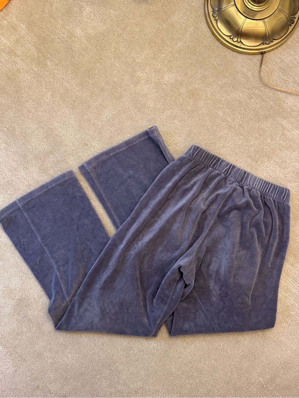 Brandy Melville Velvety Ribbed Waistband Wide Leg Pants in Grey